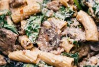 Comforting Creamy Sausage and Mushroom Rigatoni