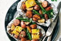 Savory Garlic Butter Sausage and Veggie Foil Packs