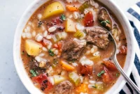 Tender Beef and Barley Slow Cooker Soup