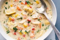Velvety Chicken Tortellini Soup
