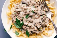 Creamy Ground Beef Stroganoff