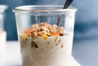 Peach Cobbler Inspired Overnight Oats