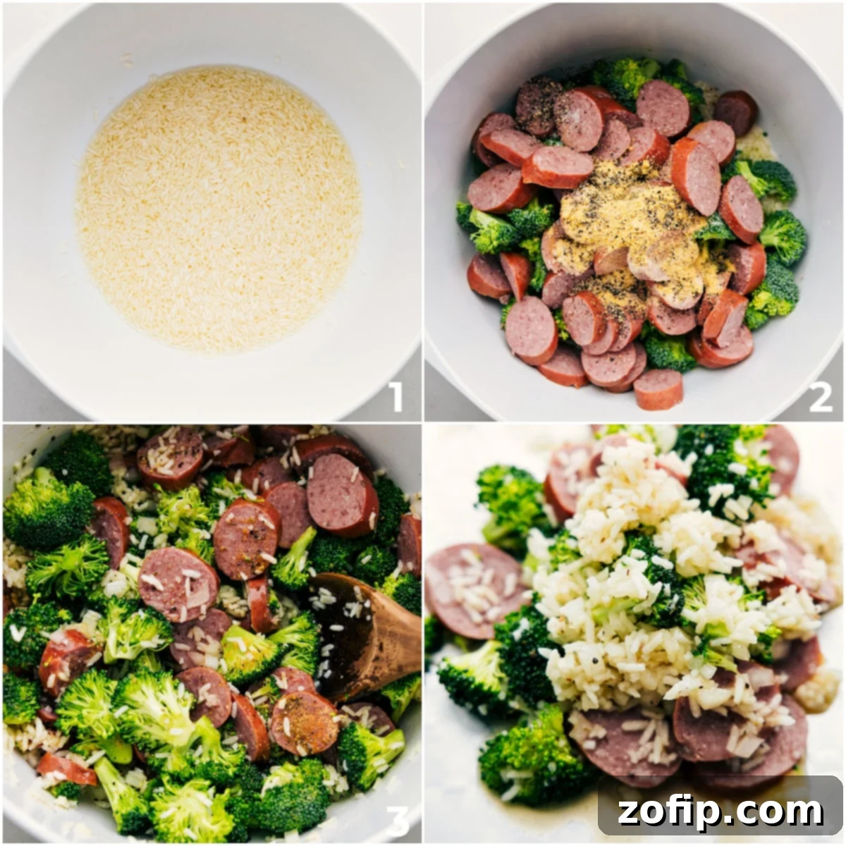 All ingredients for Cheesy Broccoli & Chicken are being combined in a large bowl before being portioned into foil packets.