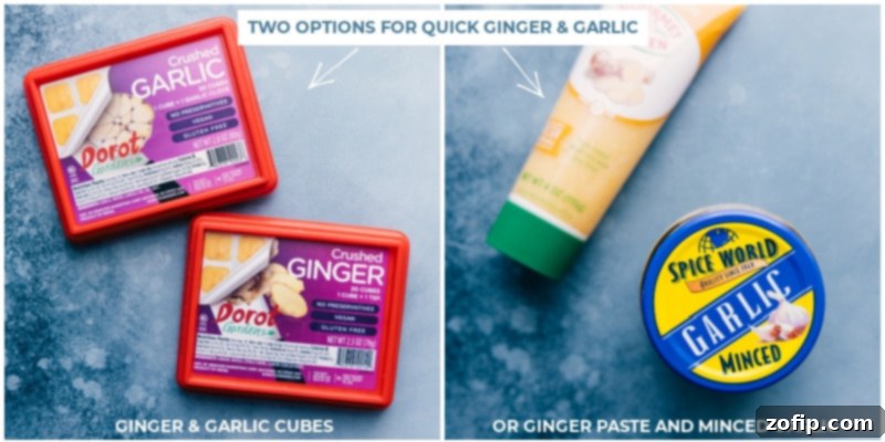 Ginger And Garlic Shortcut Ideas The quick shortcut ginger and garlic options, including frozen Dorot cubes and pre-minced paste, ready for use in this quick chicken curry recipe.