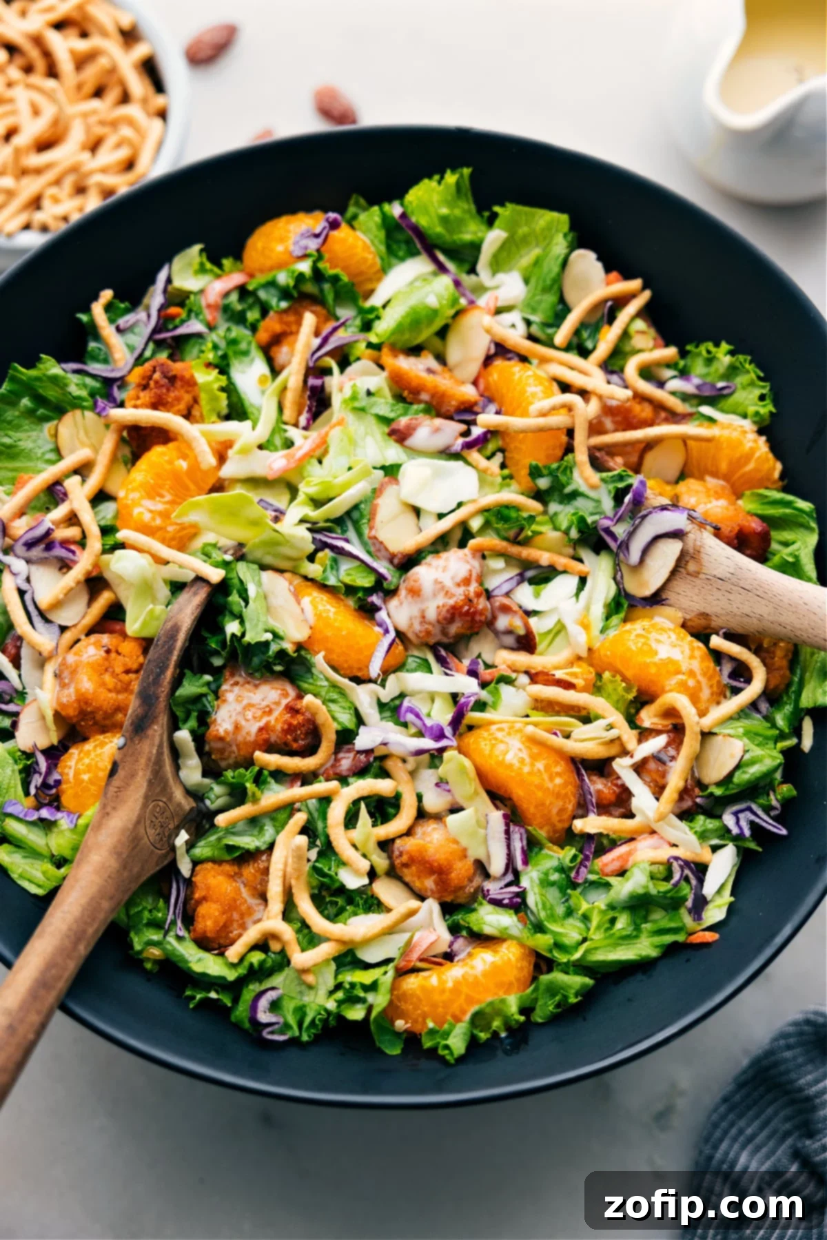 Applebee's Chicken Salad in a bowl all tossed together and ready to be served.