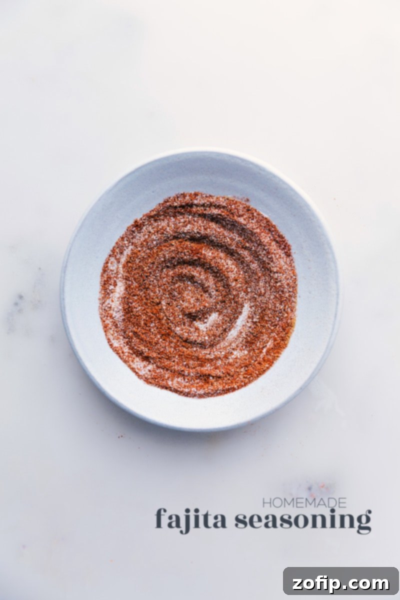 Overhead image of Fajita Seasoning mix in a bowl