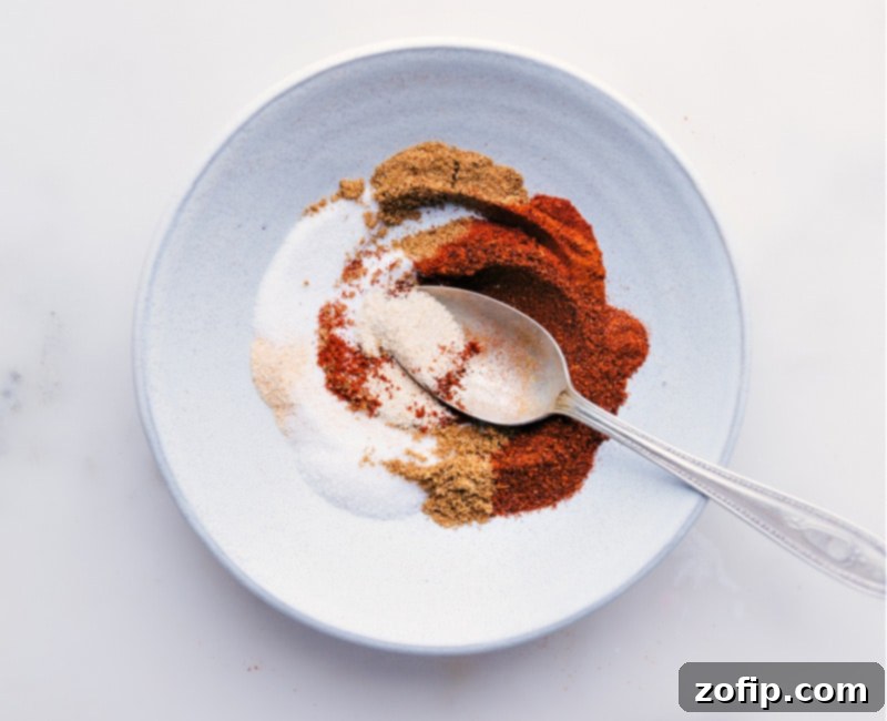 Process shot of the Fajita Seasoning blend-- image of the seasonings being mixed together