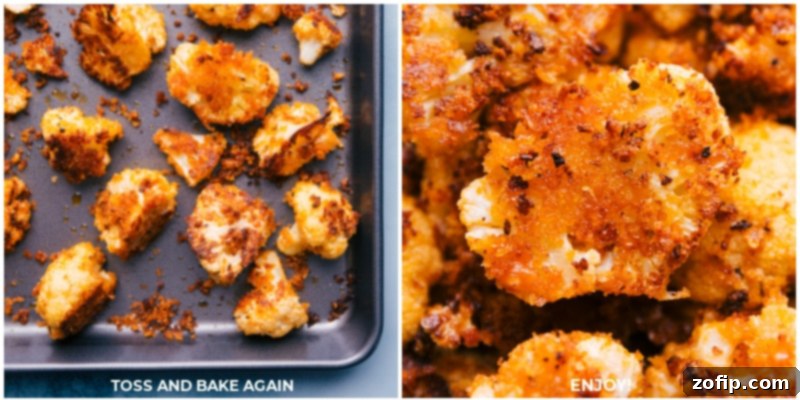 A serving of freshly roasted cauliflower, garnished