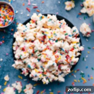 Funfetti Popcorn Bliss 2 Finished Cake Batter Popcorn in a bowl, ready to be served