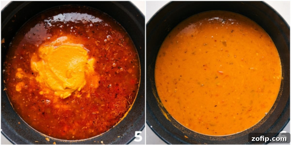 A cook carefully blending a portion of the White Bean Soup in a blender before returning it to the main pot, illustrating the technique for achieving a creamy texture.