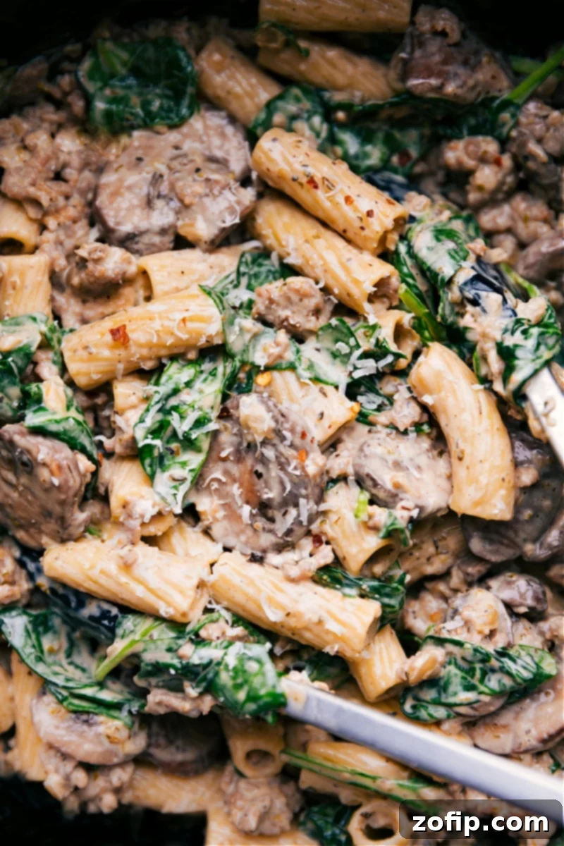 Creamy Sausage And Mushroom Rigatoni: Easy, Restaurant-Quality Comfort Food Dinner Creamy Sausage and Mushroom Rigatoni, a restaurant-quality meal made with easy, everyday ingredients. Features rigatoni pasta tossed in a rich, creamy Italian-seasoned sausage and mushroom sauce.
