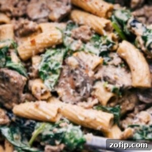 Comforting Creamy Sausage and Mushroom Rigatoni 2 Creamy Sausage and Mushroom Rigatoni, a comforting and easy pasta dish.