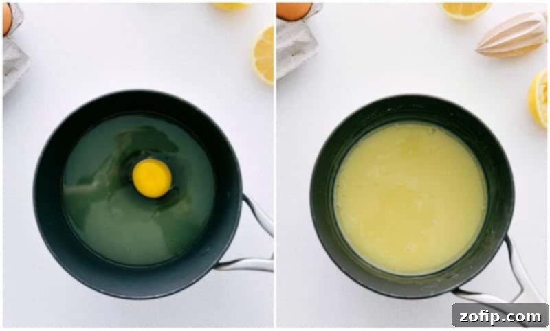 Process shots -- making the custard for Frog Eye Salad