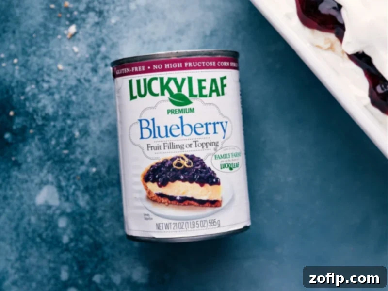 Delicious blueberry pie filling, a key ingredient for a vibrant blueberry trifle.