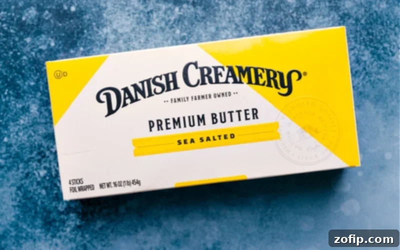 High-quality unsalted butter at room temperature, essential for making smooth butter mints.