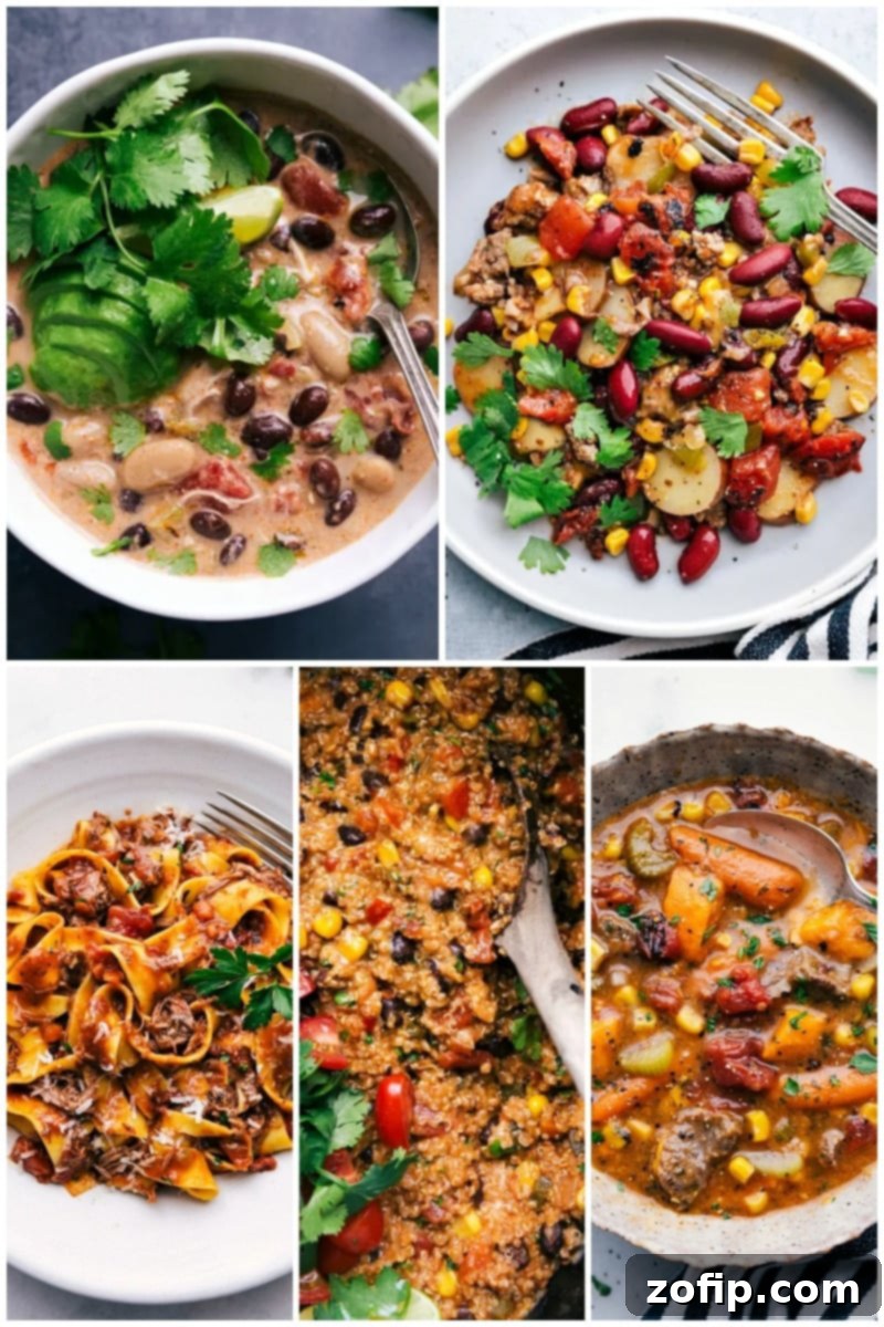 30 Effortless Slow Cooker Meals 2 Delicious collage of various 'dump and go' slow cooker recipes