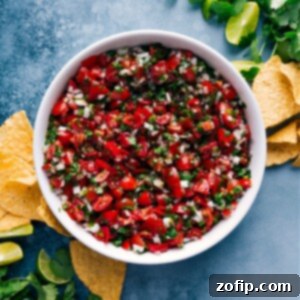 Close-up image of a bowl of fresh Pico de Gallo, ready to be served