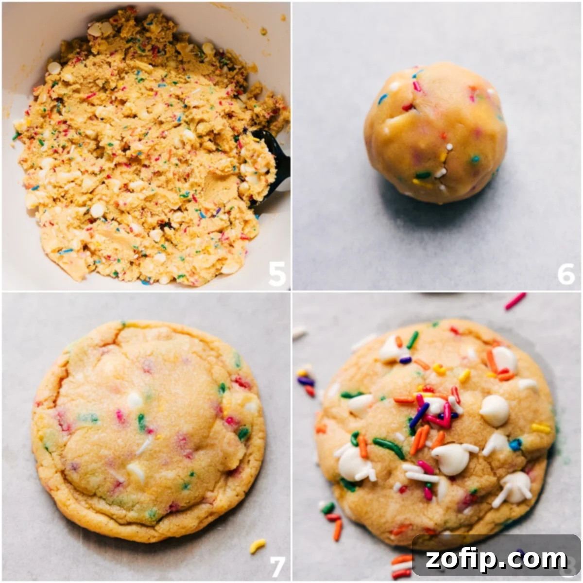 Perfectly baked Cake Batter Cookies, gently rolled and baked, with vibrant sprinkles and sweet chocolate chips visible on their golden-brown tops.