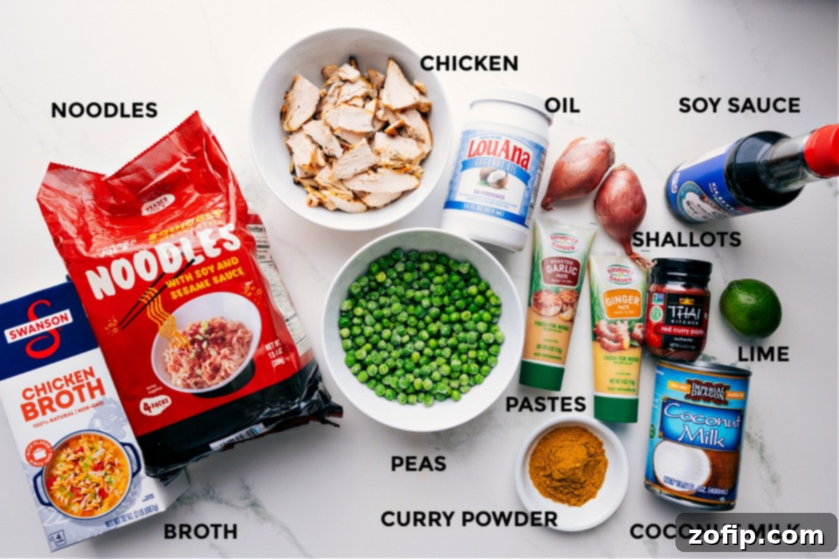 Aromatic Curry Noodle Delight 3 Close-up of the Red Curry Noodle Soup, showing the luxurious, creamy red broth, intertwined noodles, and pieces of chicken, ready to be enjoyed.