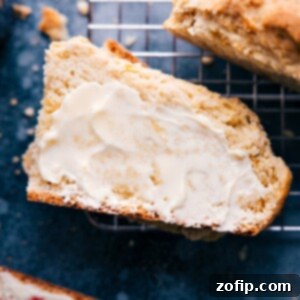 Quick Bread 2 A freshly baked loaf of No-Yeast Bread on a cooling rack, showing its appealing texture and golden brown crust.