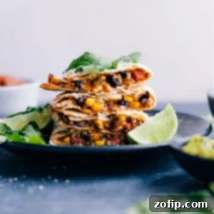 Crispy Black Bean Quesadillas ready to be served