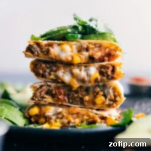 Ground Beef Quesadillas with fresh toppings
