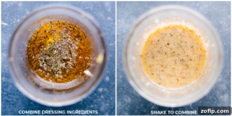 Vibrant Tuna Nicoise 3 Process shots showing a light lemon vinaigrette being prepared in a jar, with ingredients like olive oil, lemon juice, and Dijon mustard, then shaken to emulsify into a smooth dressing.