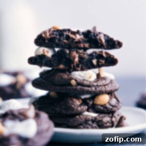 Irresistible Rocky Road Cookies 3 Delicious Rocky Road Cookies with melted chocolate, marshmallows, and nuts