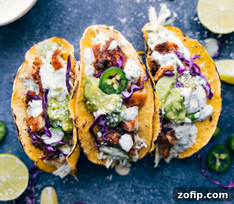 Image of three delicious Tilapia Fish Tacos ready to be served