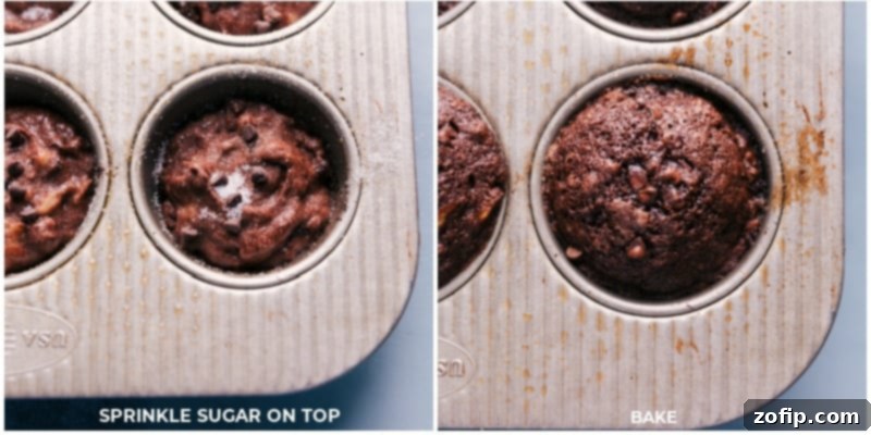 Process shots-- images of the chocolate banana muffins being baked