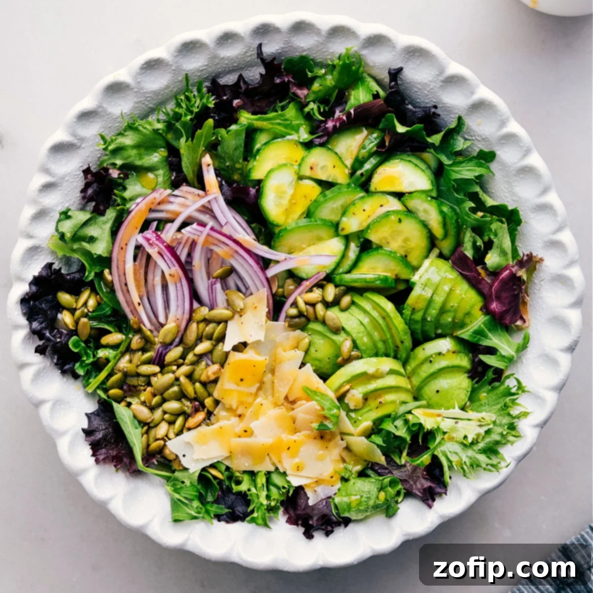 Pour the dressing over the dish.