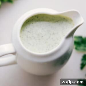 Green Goddess Dressing is vibrant and ready to be served.