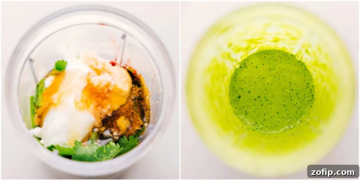 All the cilantro dressing ingredients are in the blender bottle, ready to be blended together for the sweet potato black bean salad.