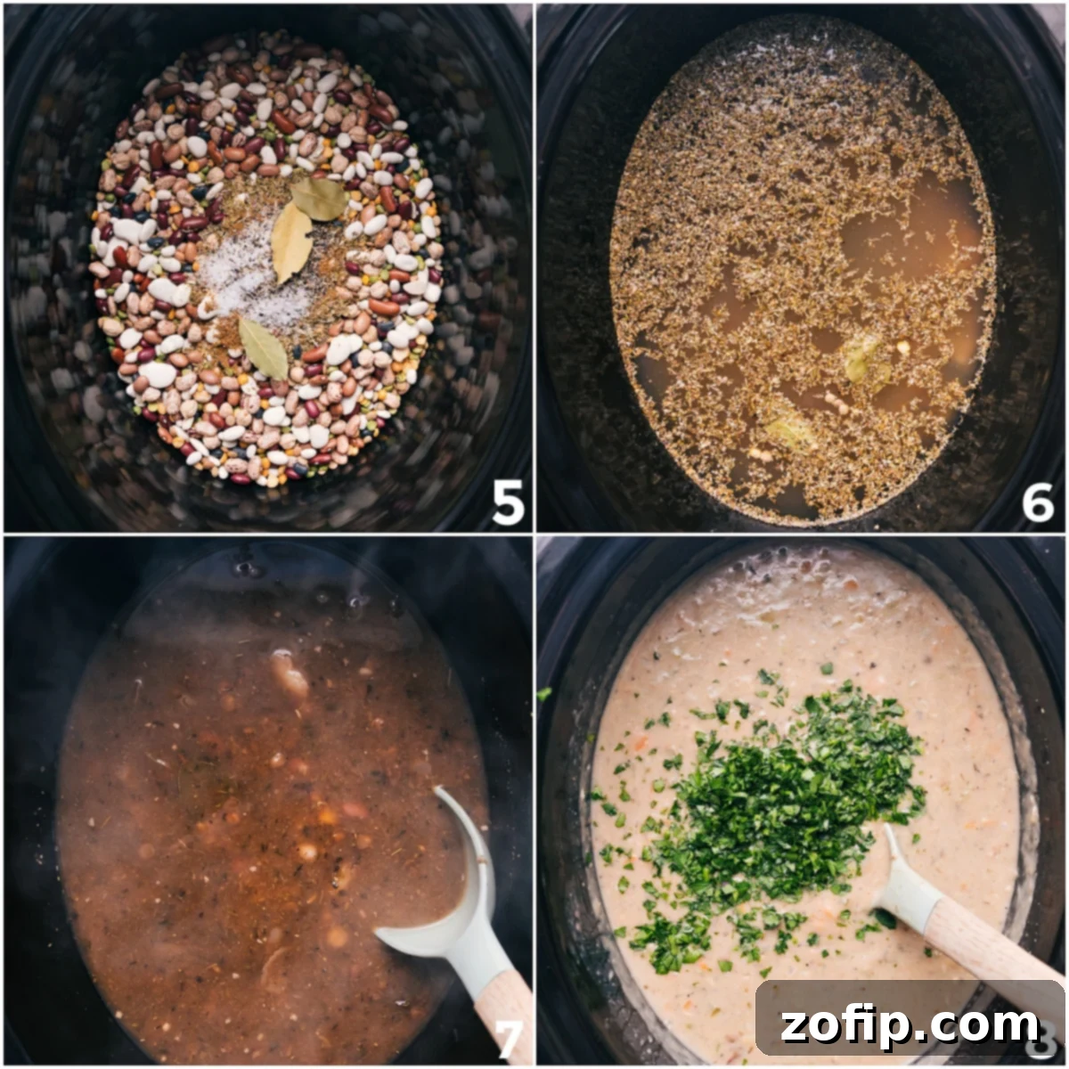 Everything goes into the crockpot to slow cook together.