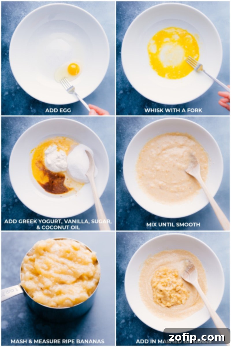 Mixing the wet ingredients for a rich and moist chocolate banana bread recipe.