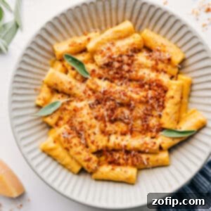 Delicious Creamy Pumpkin Pasta with crispy sage topping