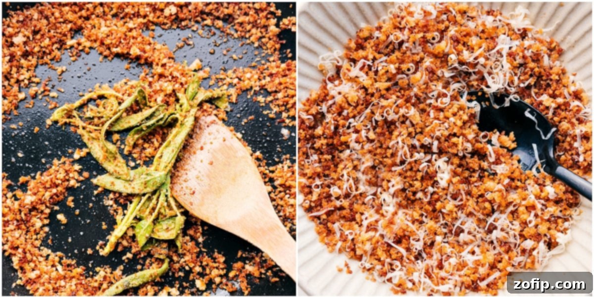 A top-down view of the pumpkin pasta in a bowl, ready to be served, highlighting the vibrant color and toppings.