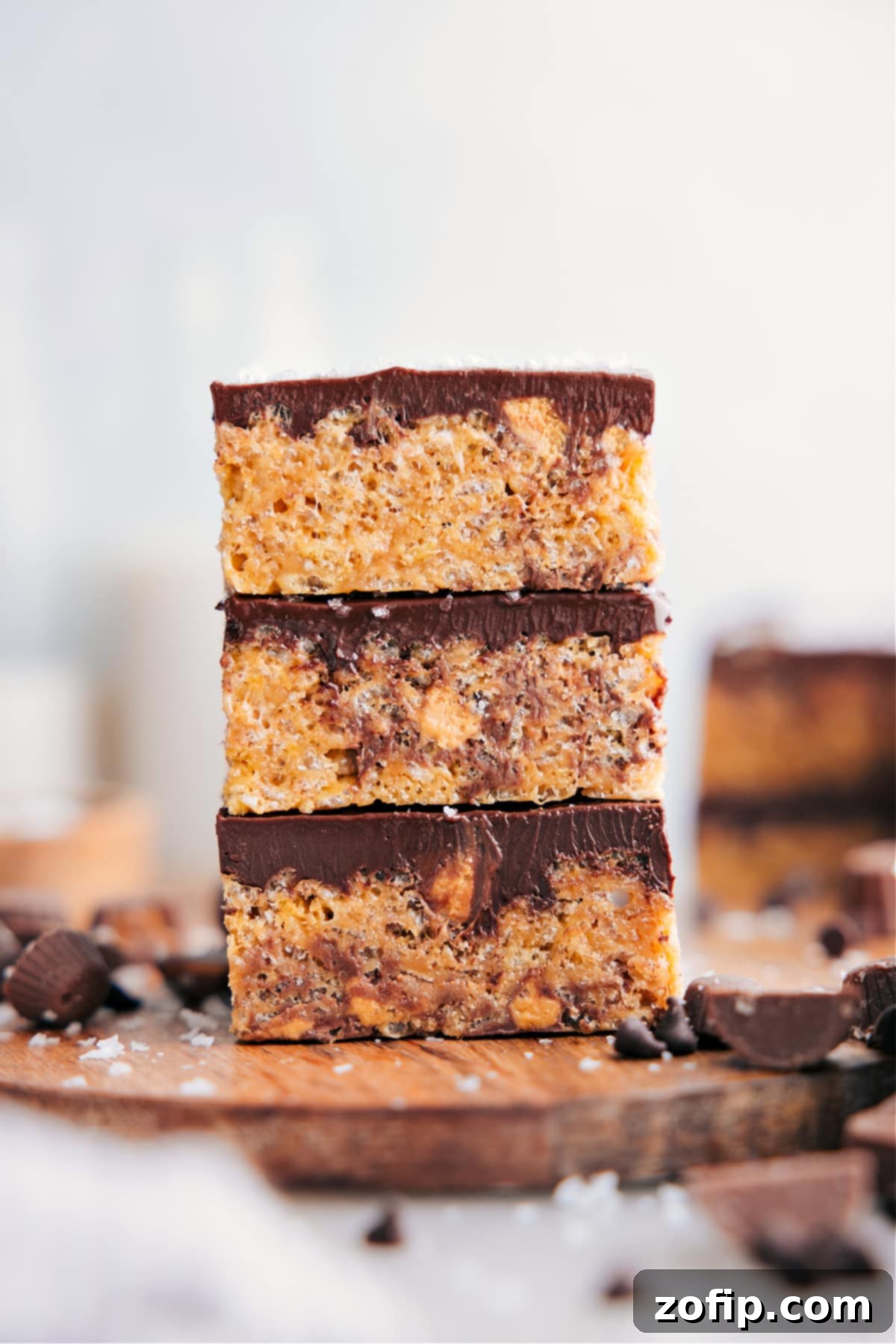 The Best Peanut Butter Rice Krispie Treats Recipe Irresistible Peanut Butter Rice Krispie Treats, perfectly cut into squares and enticingly stacked.