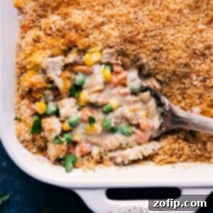 Creamy Chicken Noodle Bake 2 Finished Chicken Noodle Casserole with a golden crust