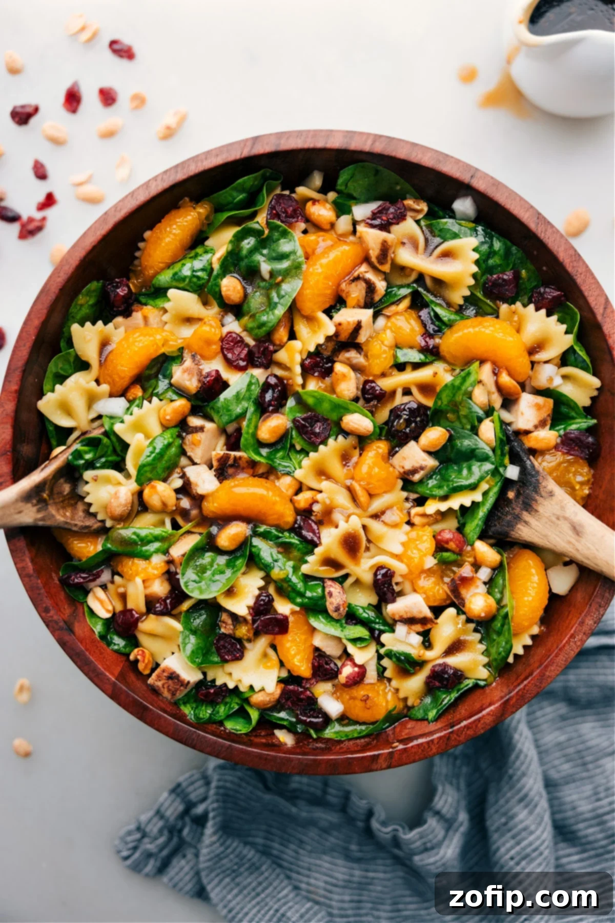 Teriyaki Chicken Salad in a bowl ready to be served at your next event, showcasing its vibrant colors and ingredients.