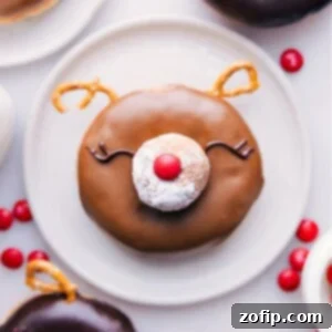 Festive Donut Delights 2 Final image of Christmas Donuts decorated as Rudolph reindeer.