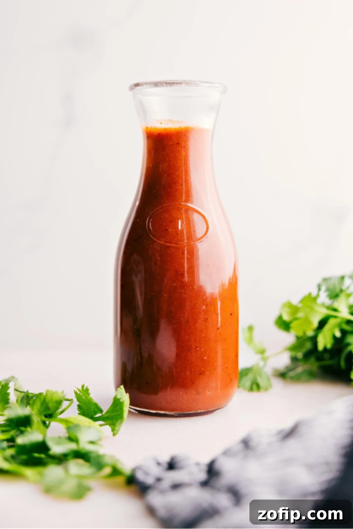Homemade Red Enchilada Sauce A glass jar filled with vibrant red homemade enchilada sauce, ready to be used in delicious recipes.