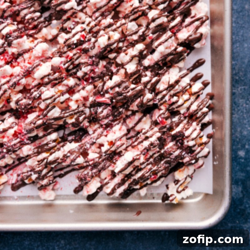 Overhead image of a large bowl of Peppermint Popcorn ready to be enjoyed, showcasing its festive colors and textures