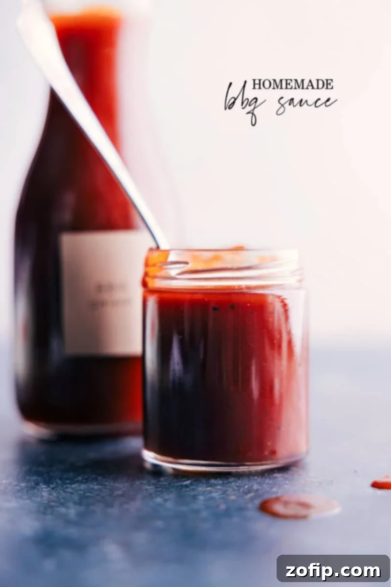 Homemade BBQ Sauce in a jar, ready to be enjoyed.