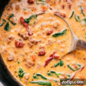 Delicious Creamy Tuscan Soup ready to be served