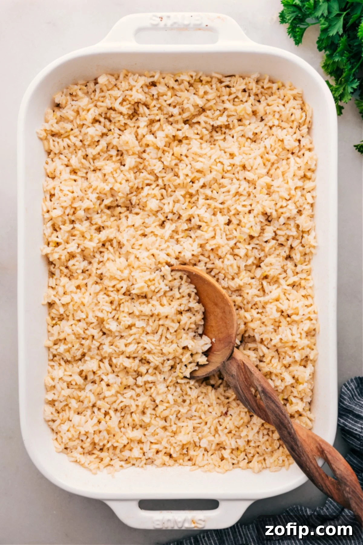 A detailed guide on How To Cook Brown Rice perfectly every time using an oven baking method.