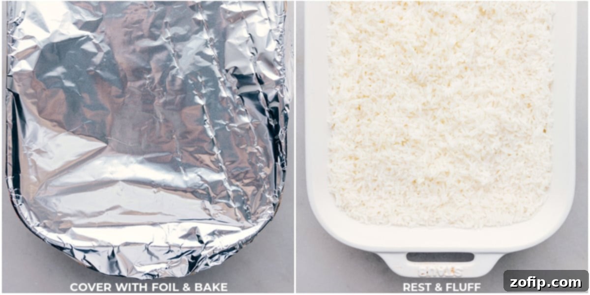 The baking pan, tightly covered with two layers of aluminum foil, ready to go into the oven.