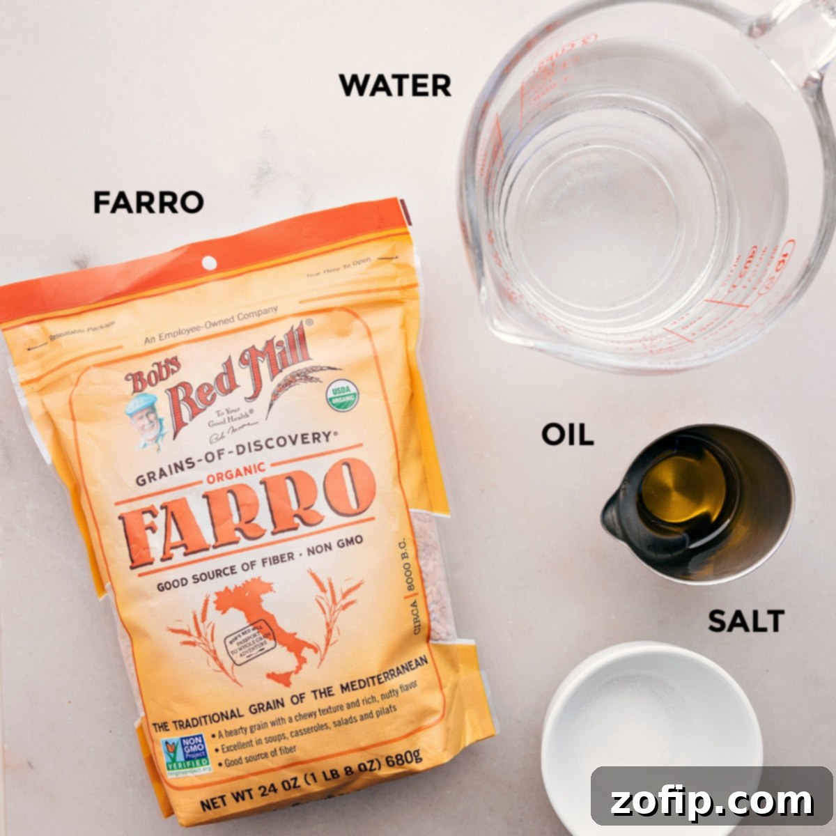 Ingredients In The Best Cooked Farro Recipe This recipe uses four simple ingredients: farro, water, oil, and salt.