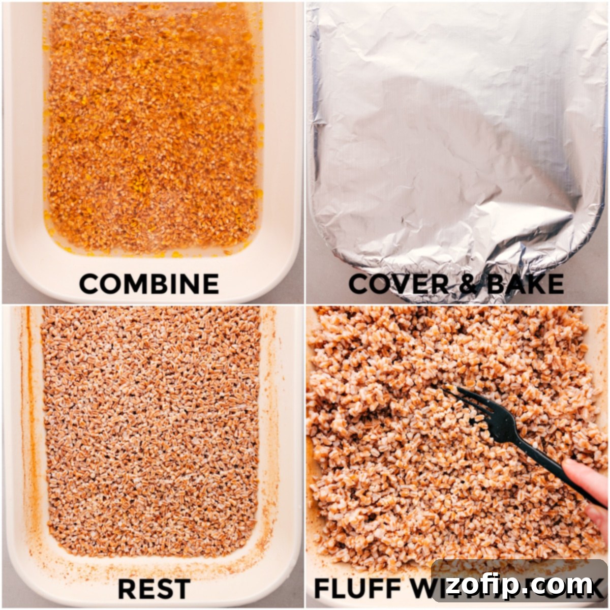 The Best Way To Cook Farro Learn how to cook farro by combining all the ingredients in a pan, baking them, and fluffing the farro once it’s out of the oven.