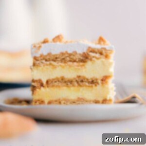 Close-up of a slice of Lemon Icebox Cake with a spoon